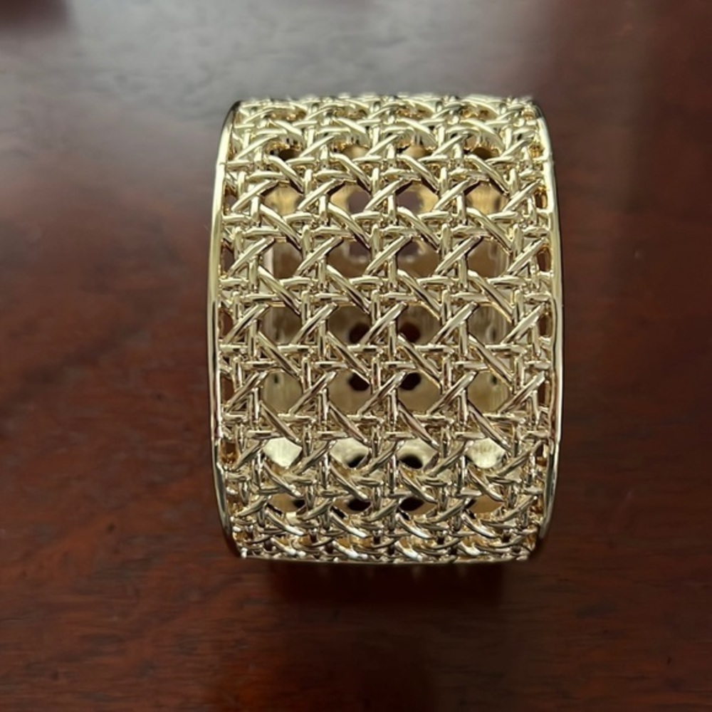 Gold wicker statement bracelet